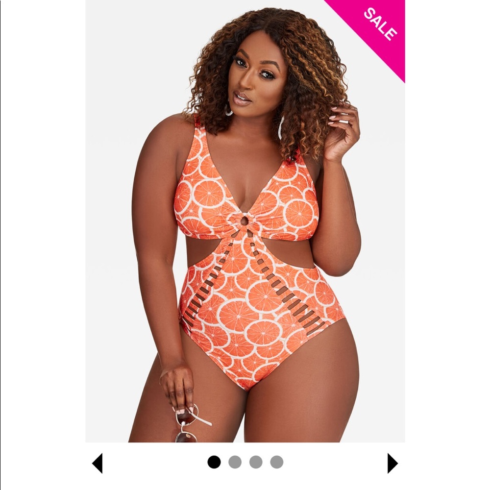 Orange slice cut-out one piece bathing suit